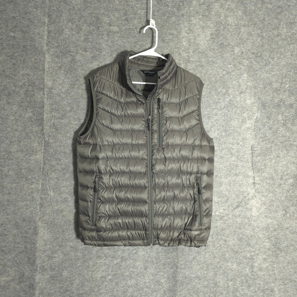Boulder Gear Puffer Vest Mens L Gray Lightweight Insulated Outdoor Vest Snow Pro
